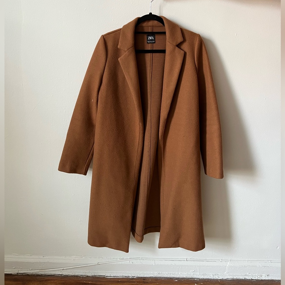 Zara Camel Lapel Coat Size M